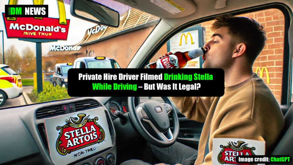 Private Hire Driver Filmed Drinking Stella While Driving – But Was It Legal?