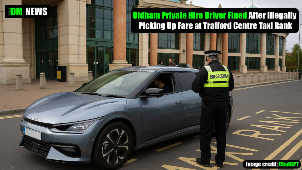 Oldham Private Hire Driver Fined After Illegally Picking Up Fare at Trafford Centre Taxi Rank