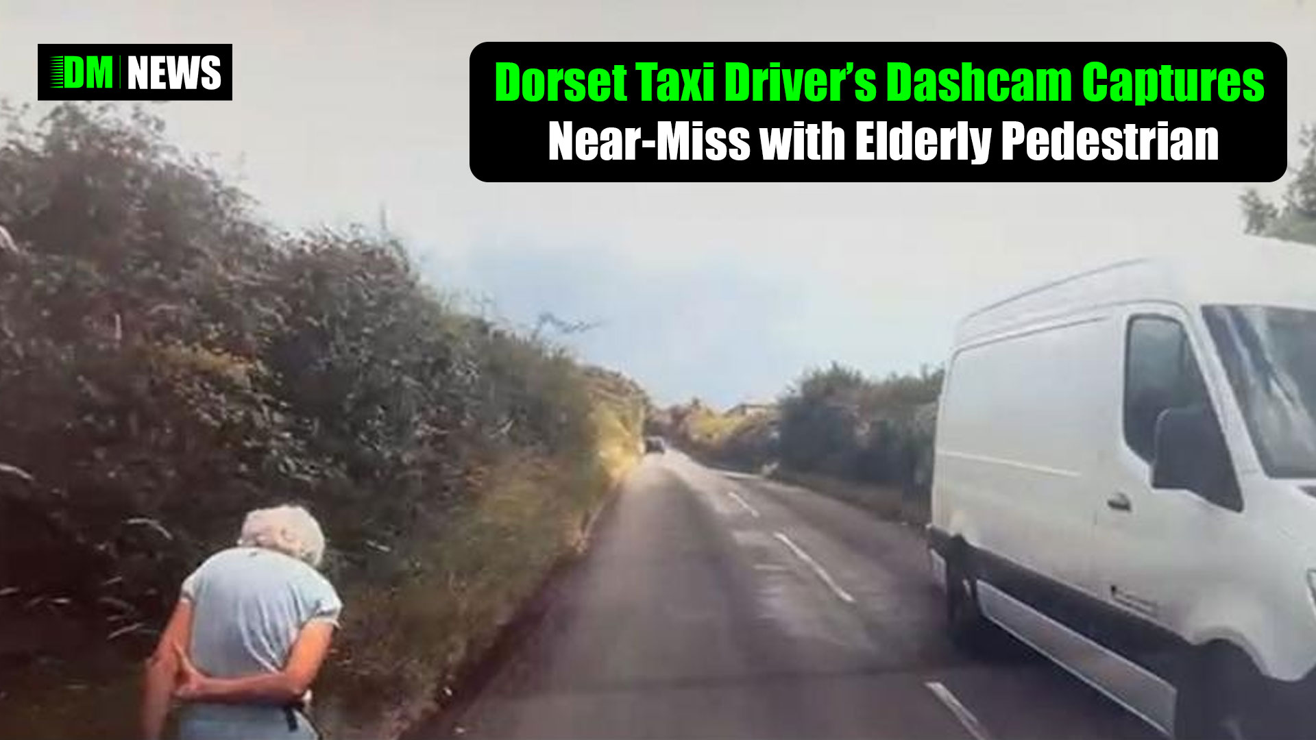 Dorset Taxi Driver’s Dashcam Captures Near-Miss with Elderly Pedestrian