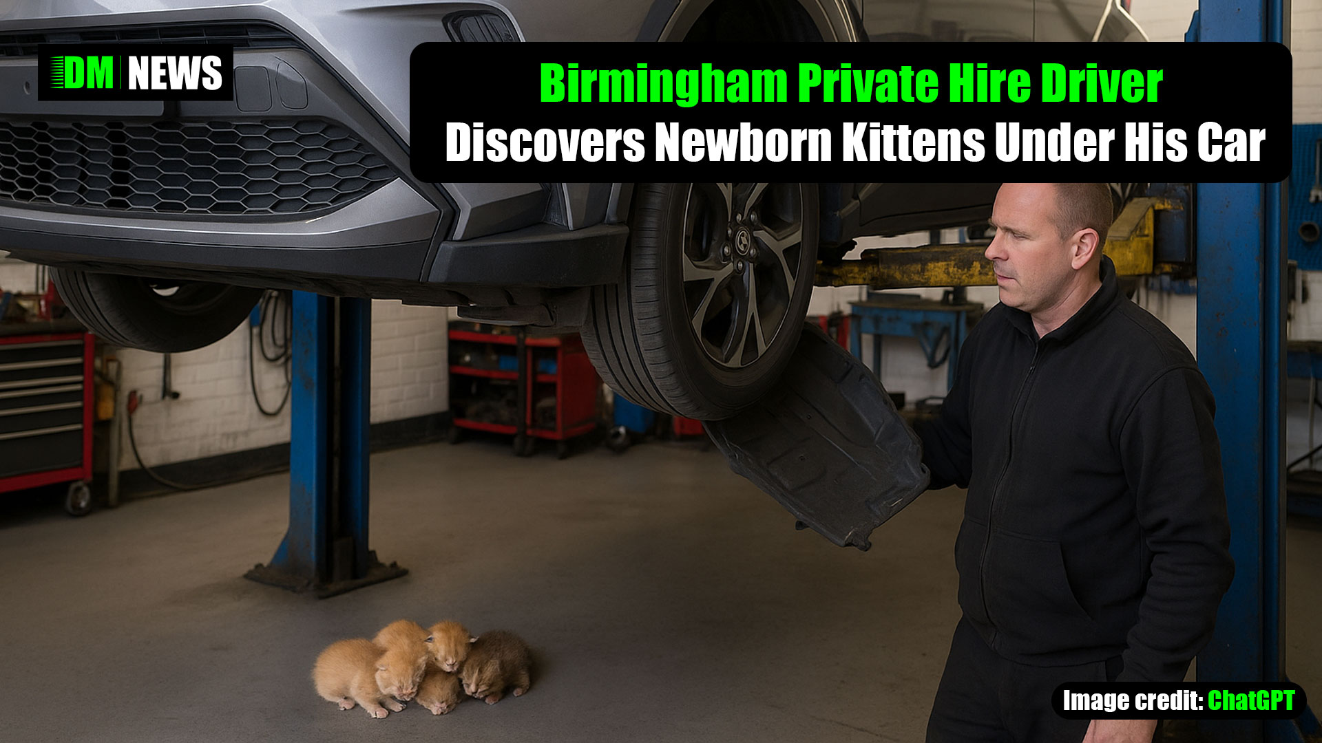 Birmingham Private Hire Driver Discovers Newborn Kittens Under His Car