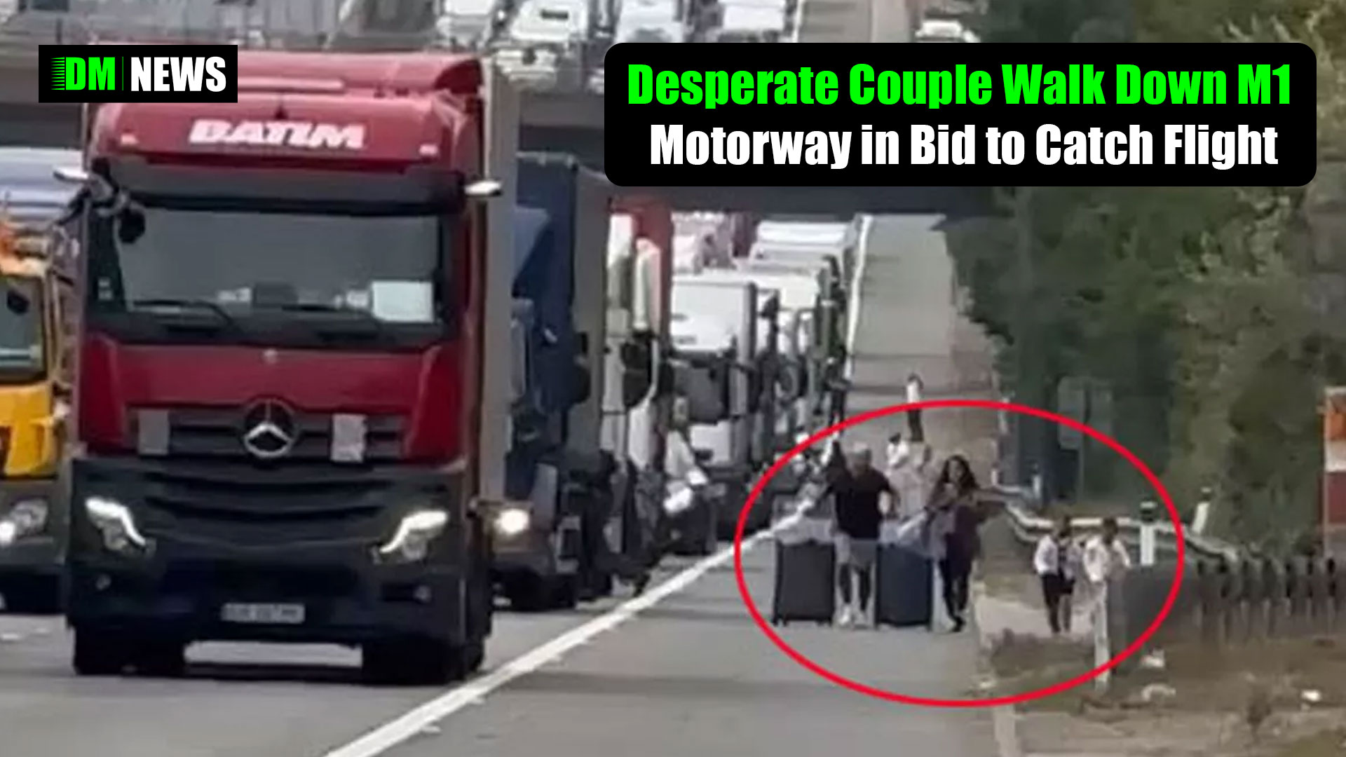 Desperate Couple Walk Down M1 Motorway in Bid to Catch Flight