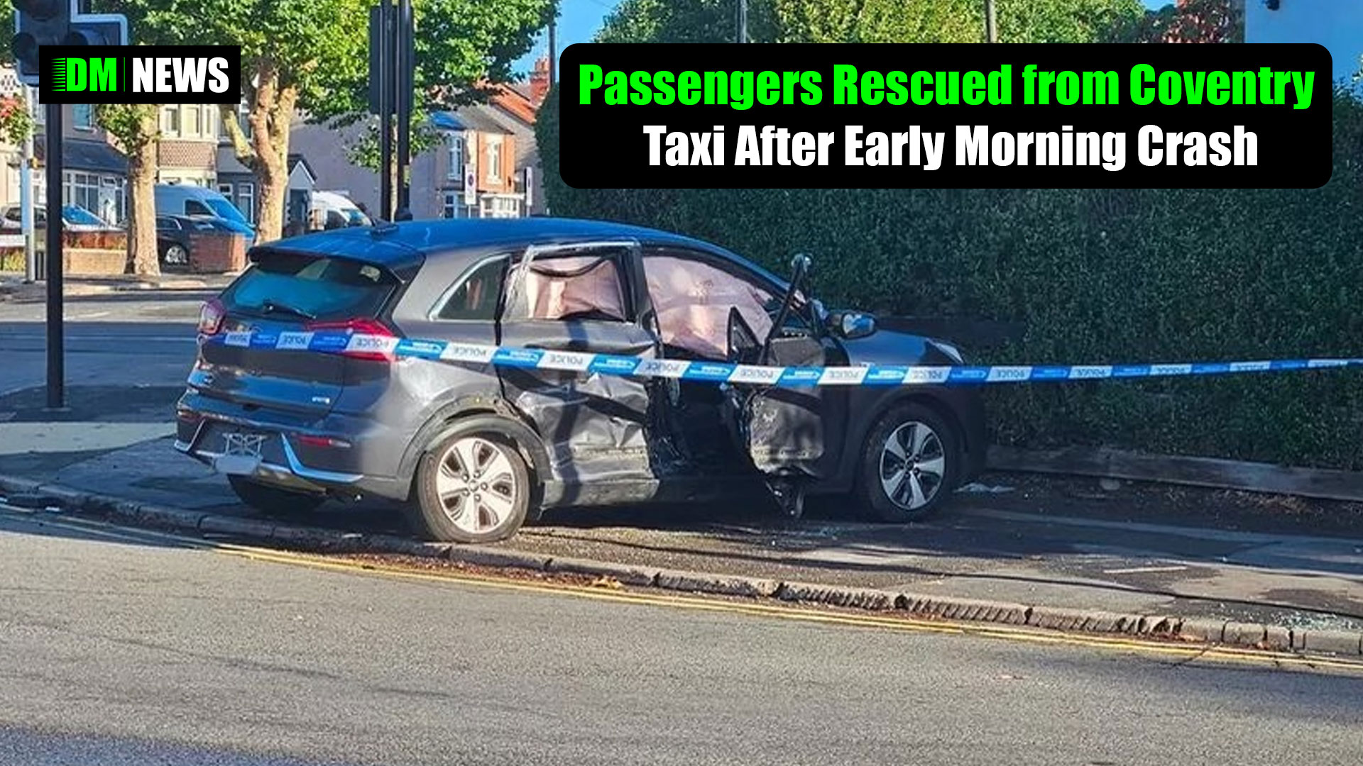 Passengers Rescued from Coventry Taxi After Early Morning Crash