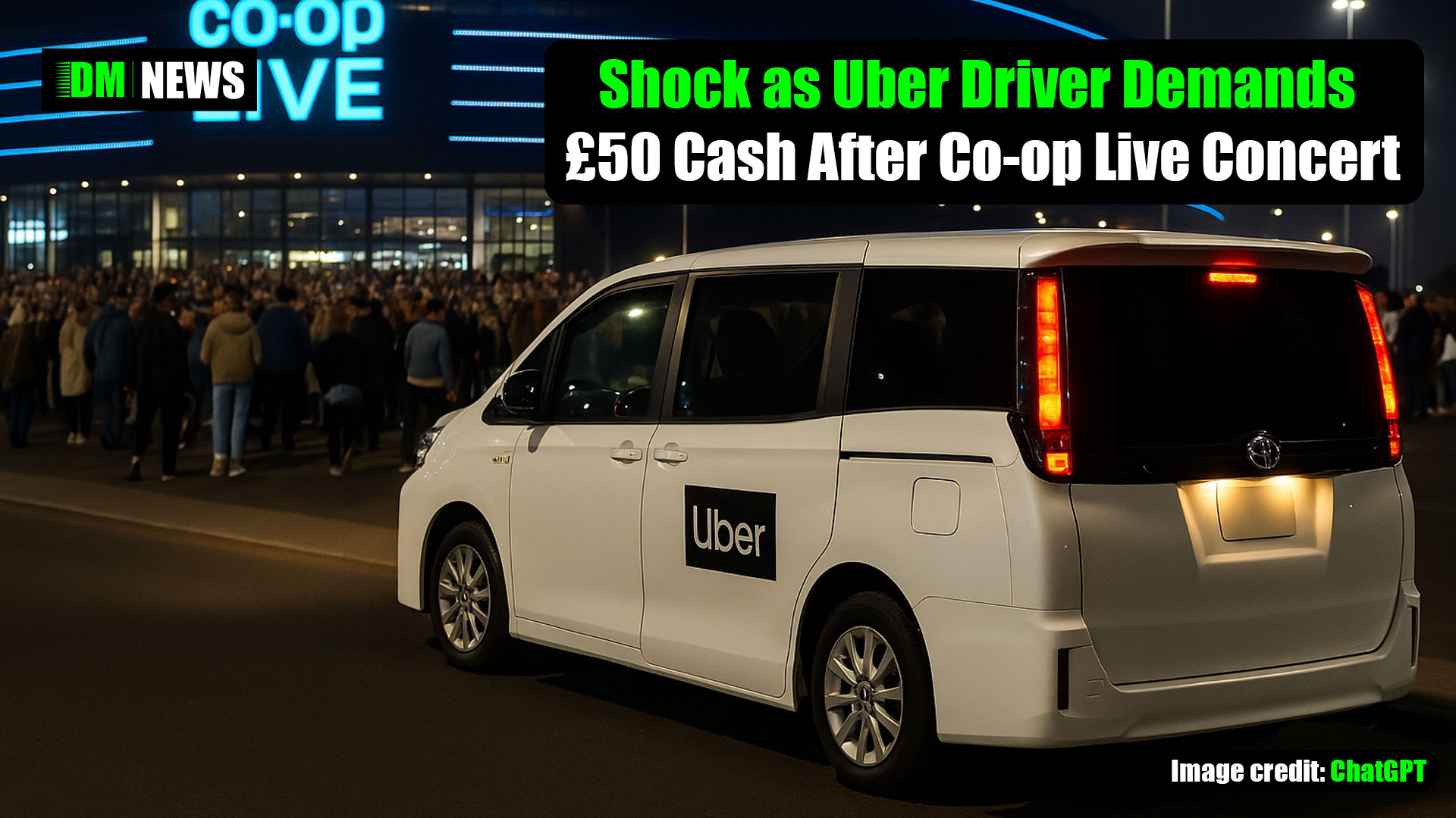 Shock as Uber Driver Demands £50 Cash After Co-op Live Concert