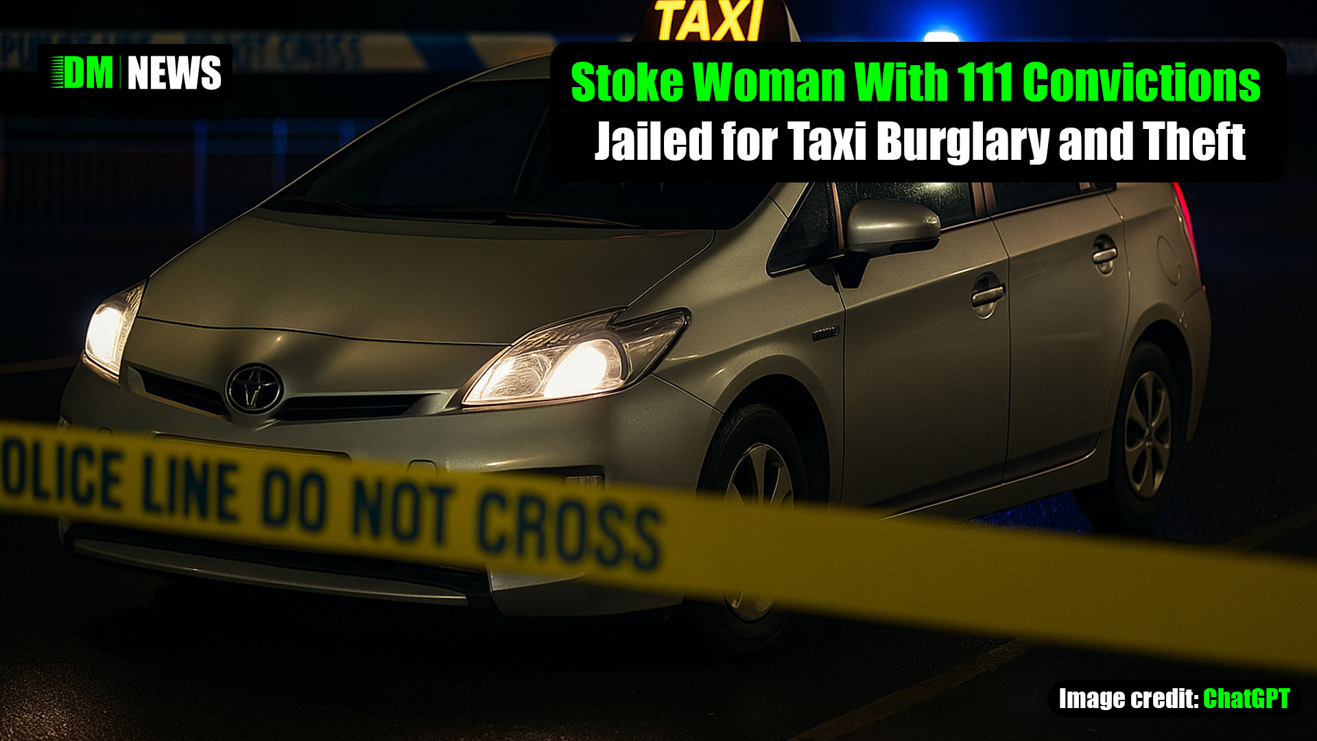 Stoke Woman With 111 Convictions Jailed for Taxi Burglary and Theft