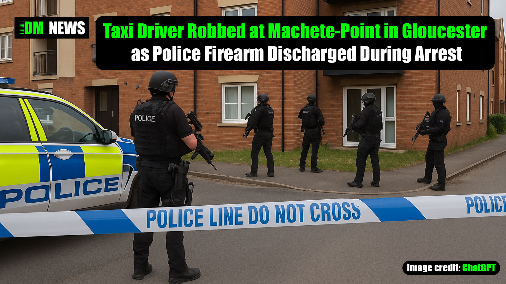 Taxi Driver Robbed at Machete-Point in Gloucester as Police Firearm Discharged During Arrest