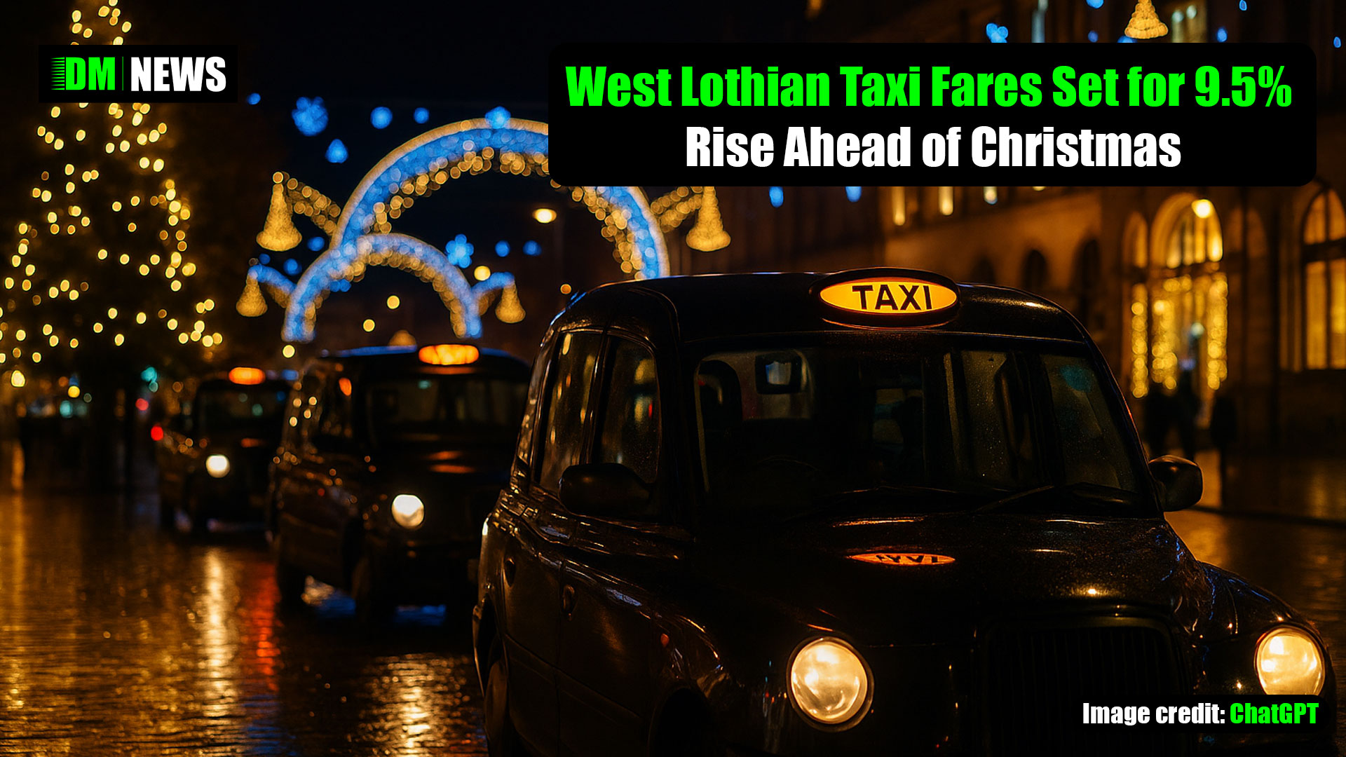 West Lothian Taxi Fares Set for 9.5% Rise Ahead of Christmas