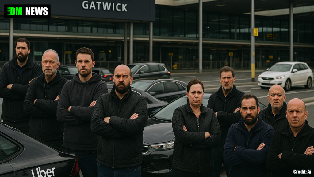 Private hire drivers protest at gatwick over ‘uber loophole’ allowing london cars to operate locally