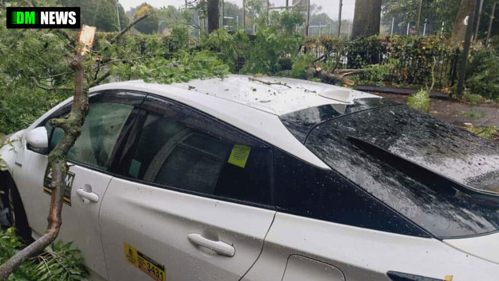 Storm Amy: Taxi Crushed by Falling Tree in Blackburn as High Winds Batter the UK