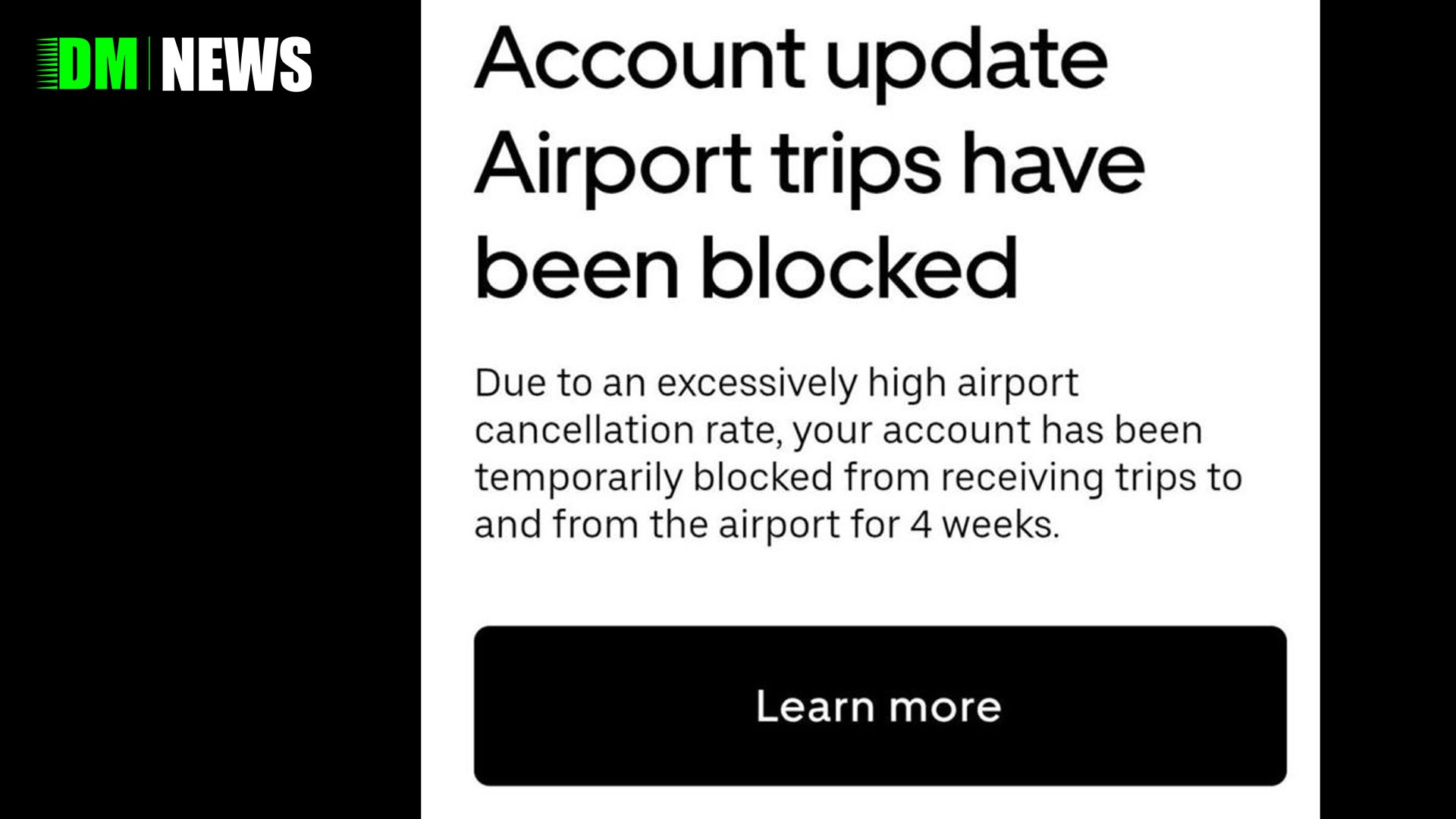 Uber Drivers Blocked from Airport Trips After High Cancellation Rates
