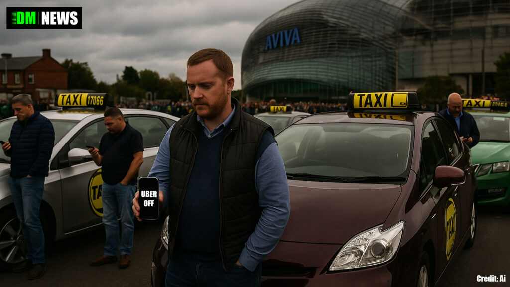 Dublin taxi drivers stage ‘app-off’ protest over Uber’s new fixed fare rule