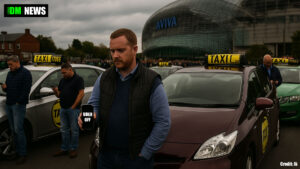 Dublin taxi drivers stage ‘app-off’ protest over Uber’s new fixed fare rule