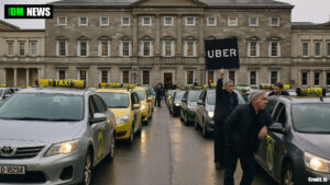 Taxi drivers protest over Uber’s new fixed-fare model removes control from Irish drivers