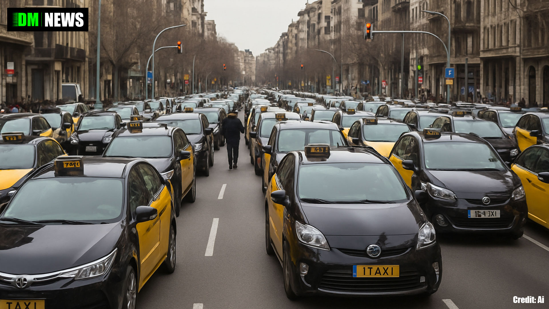 1500 Taxi Drivers Block Barcelona City Centre in Fresh Protest Against Uber and Cabify