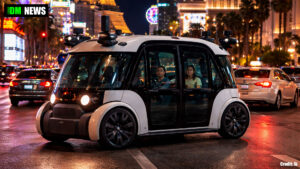 Amazon Zoox Driverless Taxi Appears Confused at Busy Las Vegas Junction With Passengers Onboard