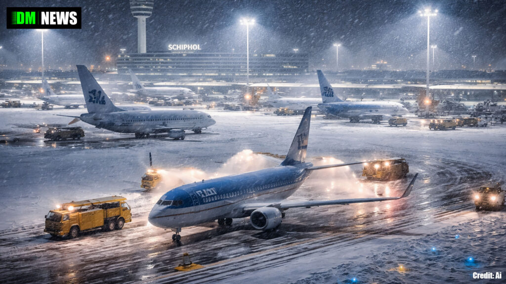 Amsterdam Airport Cancels At Least 800 Flights as Snow and Wind Cause UK Knock-On Disruption