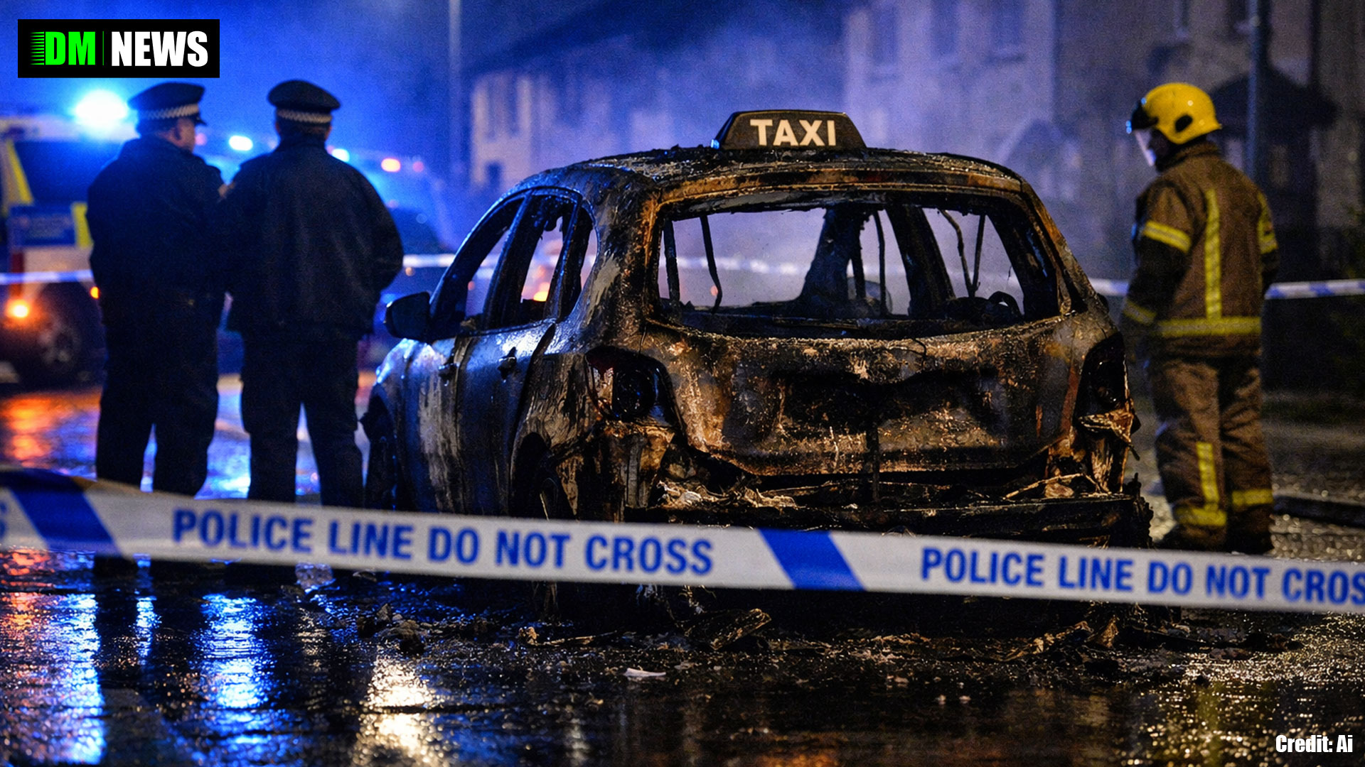 Police Launch Investigation After Taxi Destroyed in Deliberate Fire