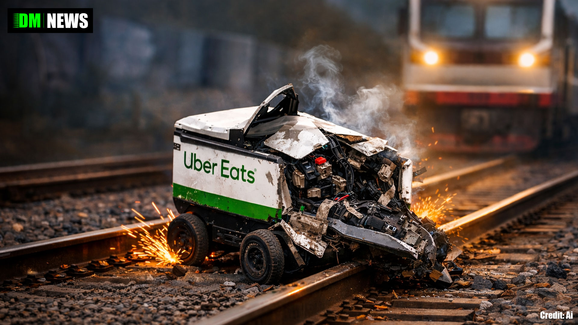 Uber Eats Delivery Robot Hit by Train in the US