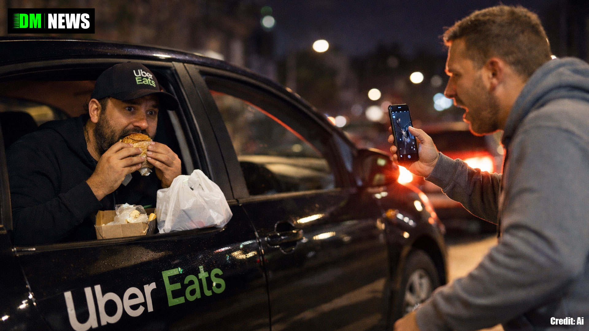 Uber Eats driver caught eating customer’s food after claiming car had broken down