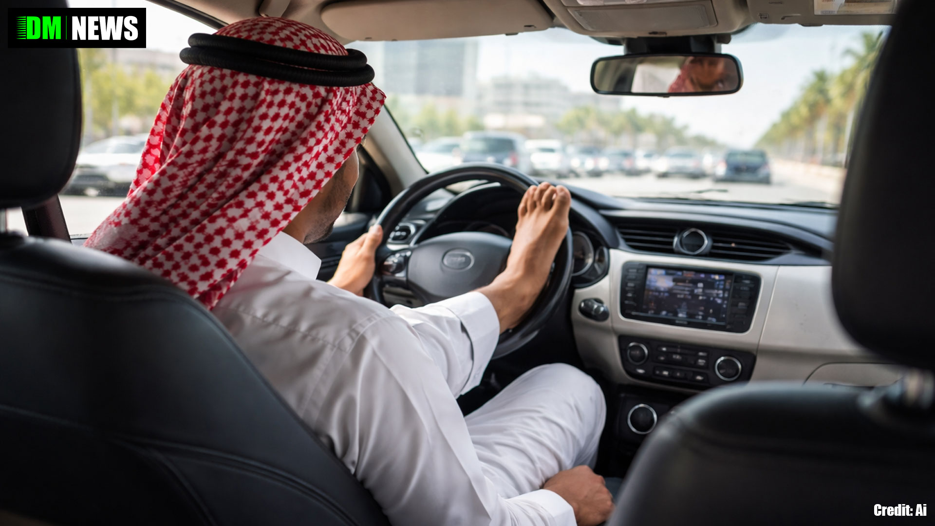 Woman Captures Uber Driver Steering With His Foot In Riyadh