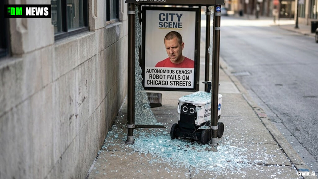 Delivery Robot Crashes into Chicago Bus Shelter as UK Accelerates Driverless Taxi Plans