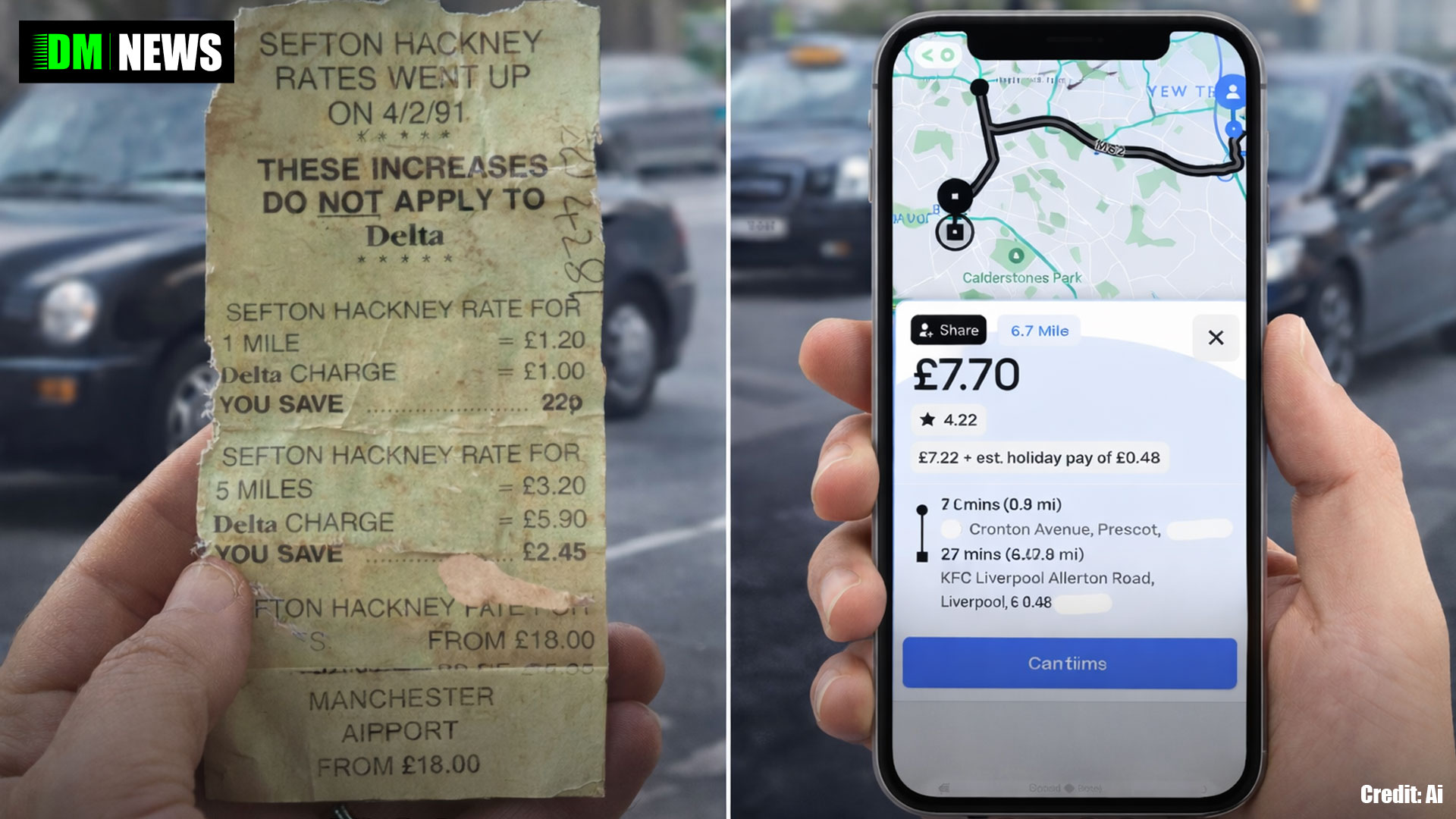 Taxi Fares Then vs Now: 1991 Sefton Hackney Rates vs 2026 Uber Prices (Including Inflation)