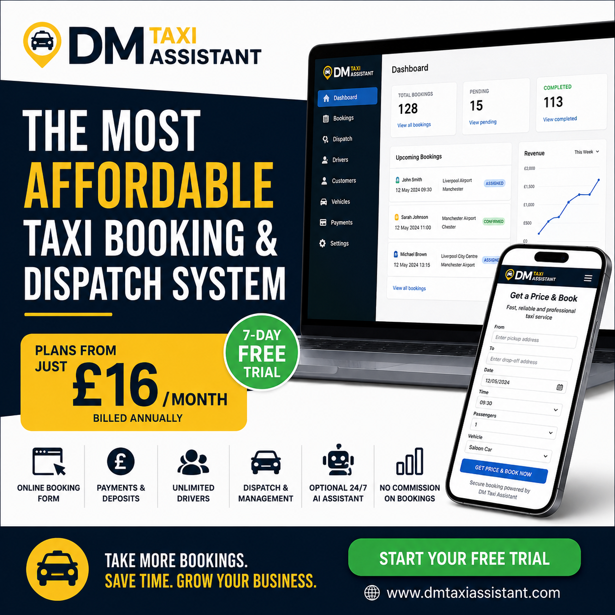 DM Taxi Assistant - affordable taxi dispatch and booking system